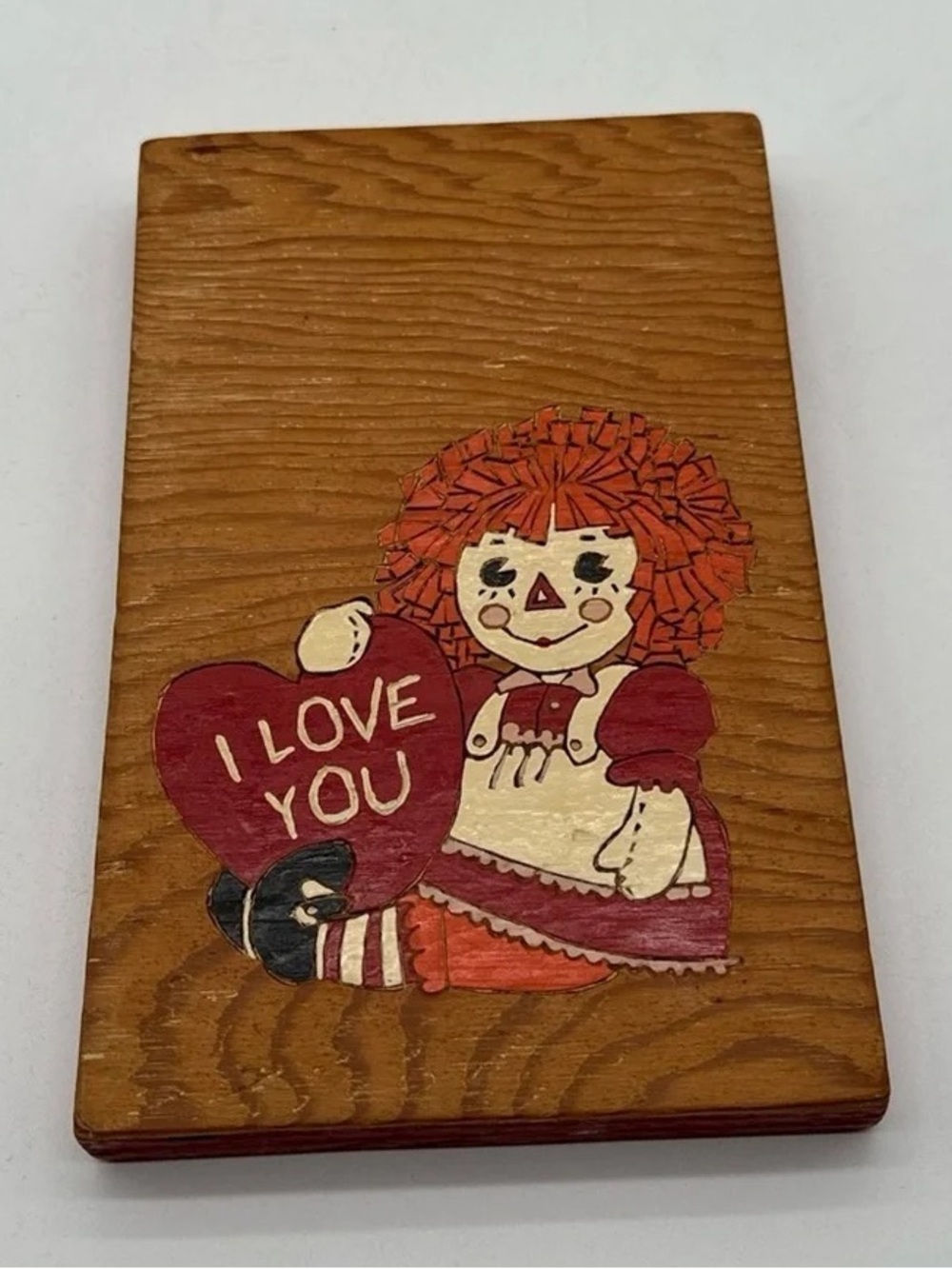 Red Rag Doll Wood Wall Plaque - I Love You